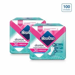 Pack x 2 Protectores Nosotras Diarios Largos x 50 unds c/u-0